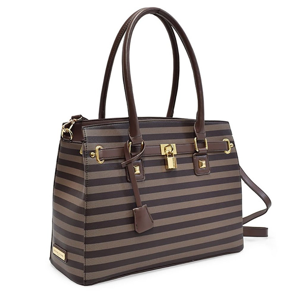 NWT Adrienne Vittadini Hayes Stripe Satchel